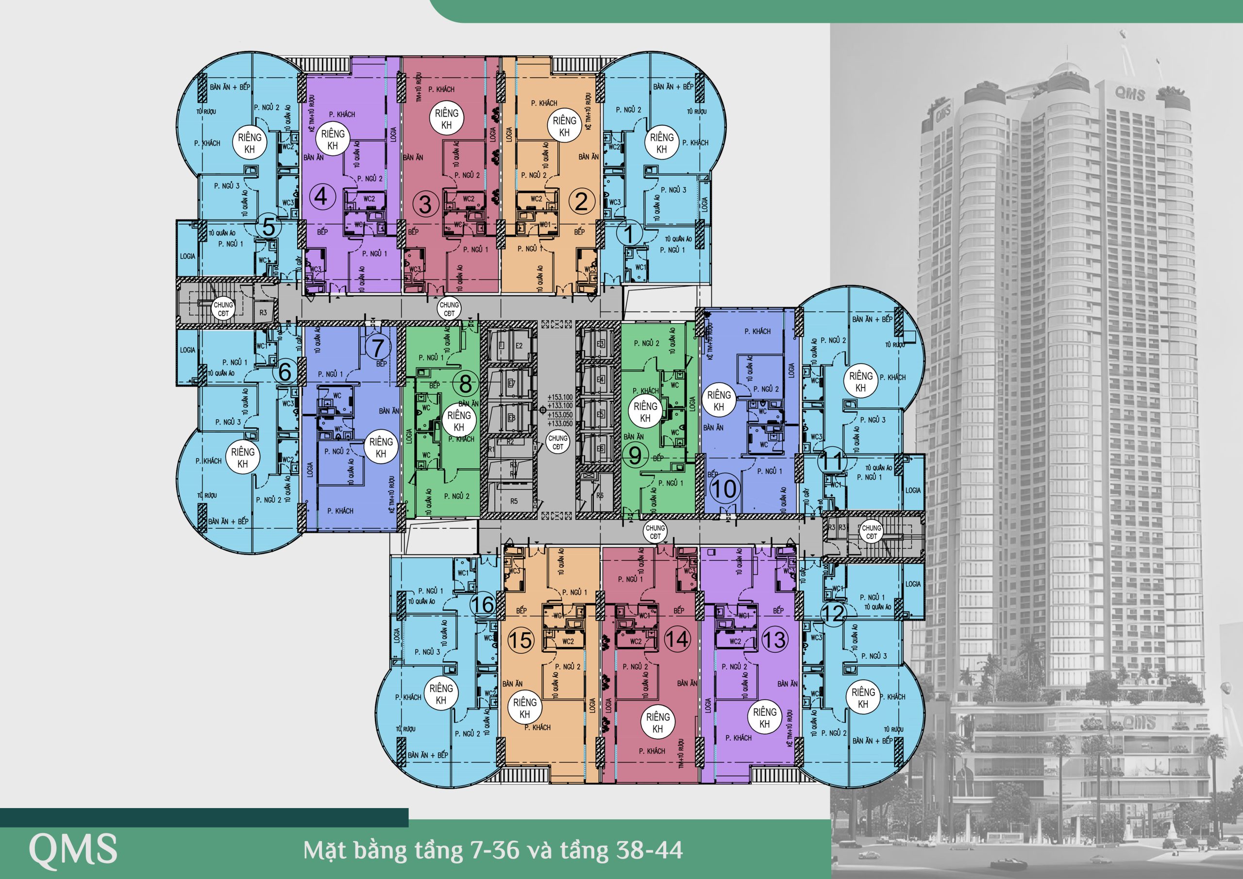 Mặt bằng căn hộ QMS Top Tower Tố Hữu